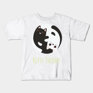 Kitty Therapy My Cat Is My Therapist Zen Yin Yang Cats Kids T-Shirt